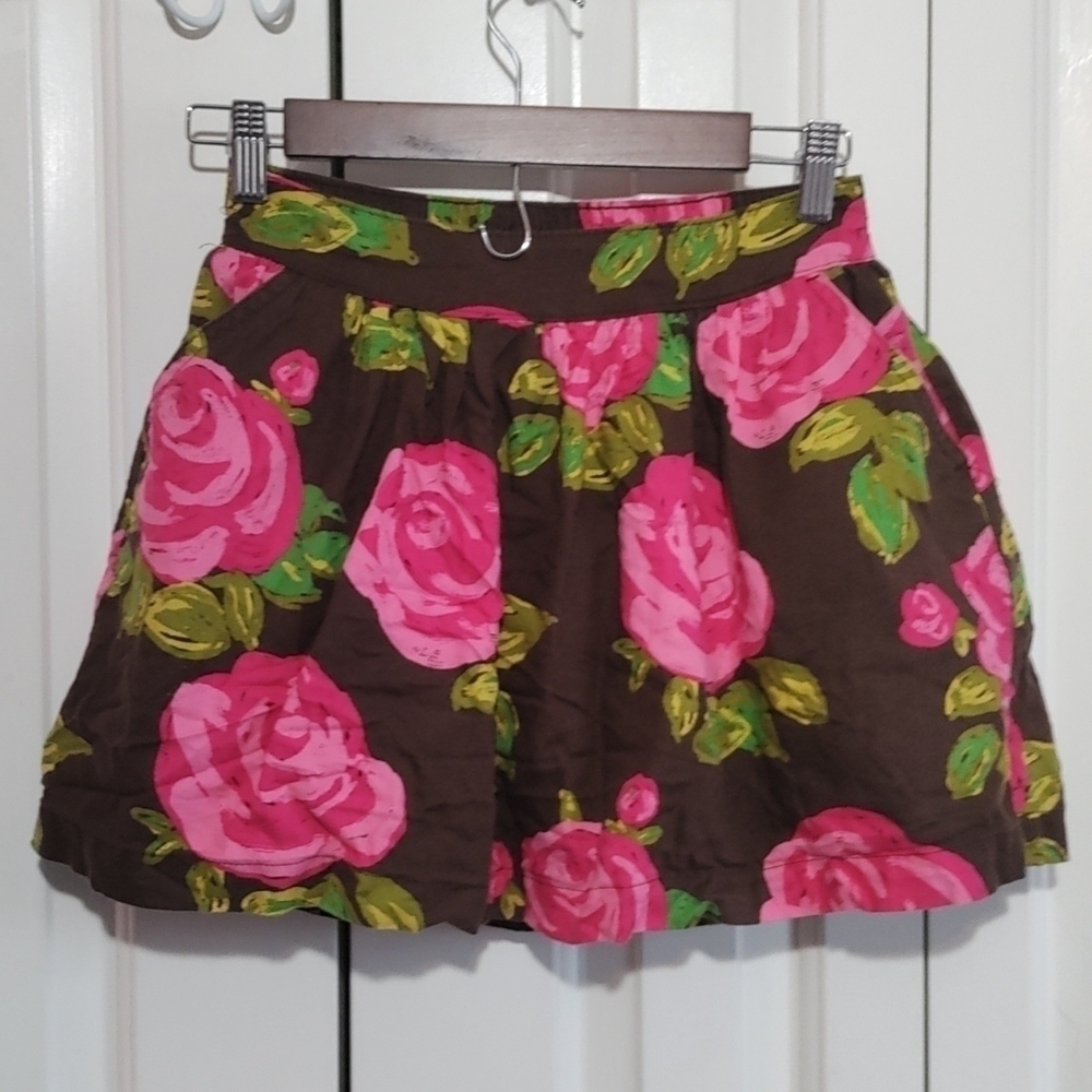 Cherokee Floral skirt girls large 10/12 with pockets